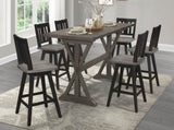 Counter Height Chairs Set of 2, Black Gray 360-degree Swivel Chair Solid Rubberwood Kitchen Dining B011P194907