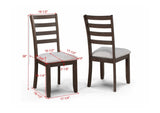 2pc Contemporary Rich Wood Finish Beautifully Crafted Ladder-back Dining Chairs Wooden Brown Gray B011P315733