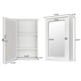 ZNTS Single Door Mirror Indoor Bathroom Wall Mounted Cabinet Shelf White 90390074