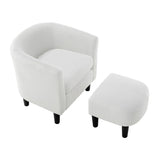 Modern Accent Chair,Upholstered Arm Chair Corduroy Single Sofa Chair with Ottoman Foot Rest Comfy W2582P179913
