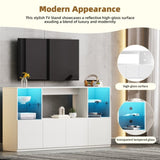 ON-TREND High Gloss TV Stand with LED Lights, Modern Sideboard with Large Storage Cabinet, Media N721P192849K