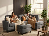 Modern Charcoal L-Shaped Sectional Sofa, Contemporary Upholstered Living Room Couch, Deep B2771P498532