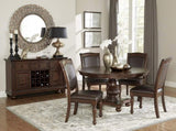 Traditional Dining Wooden Side Chairs Set of 2 Brown Cherry Finish Faux Leather Upholstery Home B01149812