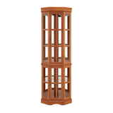 Corner Curio Cabinet with 5 Shelves and Lighting System, Oak W1693P183979
