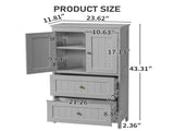 2-Drawer 2-Cabinet-Door Vertical-Grain MDF Painted Bathroom Cabinet 23.62*11.81*43.31in Grey 90972557