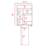 Wall Foldable Table with Multiple Shelves, White B097133224