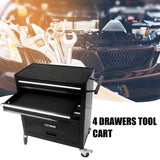 4 DRAWERS MULTIFUNCTIONAL TOOL CART WITH WHEELS-BLACK W110280935