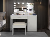 Large Vanity Set with 10 LED Bulbs, Makeup Table with Cushioned Stool, 3 Storage Shelves 1 Drawer 1 73717191