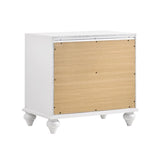 2 Drawers Nightstand with Acrylic Crystal Accents, White B016P255554