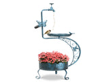 36 inch Bird Baths for Outdoors, Vintage Metal Garden Bird Bath with Solar Lamp and Flower Planter 43168997