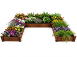 Solid Fir Wood Raised Garden Bed, 5-in-1 Combined Planting Planter Box with Dovetail Joints, 35320047