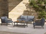 4-Piece Outdoor Patio Furniture Set, Metal Chairs with Woven Rope U-Shaped Backrest,Outdoor N780P209458G