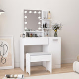 ZNTS Makeup Vanity Table Set with Drawer and Storage Cabinet, Dressing Table with Vanity Cushioned Stool W132081780