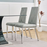 Modern simple light luxury dining chair Grey chair Home bedroom stool back PU electroplated chair W210122522