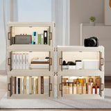 1 Piece Four Tier Folding Organizer with Lid and Door on Wheels, Collapsible Plastic Small 76616134