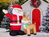 6.3FT Lighted Christmas Inflatable Decoration, Inflatable Santa and Reindeer, Funny Blow Up Yard 12549040