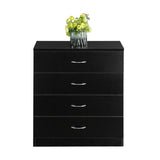 ZNTS [FCH] Modern Simple 4-Drawer Dresser Black 67789972