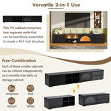 ON-TREND Modern TV Stand with Fluted Glass Door for TVs Up to 100", Media Console with Sliding Door N721P198932B