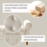 62" Bedroom Tufted Button Storage Bench, Modern Fabric Upholstered Ottoman, Window Bench, Rolled Arm W1853112515
