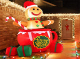 7ft Inflatable Gingerbread Man - Built-in LED Lights, Candy CaneHot Cocoa Mug Design, Multi-Color 84841295