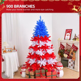 6 FT Patriotic Artificial Christmas Tree, Hinged Tree 4th of July Patriotic Decorations with 900 92099137