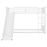 ZNTS Metal Bunk Bed with Slide, Twin over Twin, White MF285671AAK