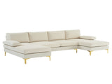 280*130*85 U-Shaped 4-Seat Linen Seat Frame Wooden Frame Back Iron Frame Golden Feet Indoor Modular 61904098