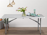 6FT Folding Picnic Table for Outdoor, Portable Fold-in-Half Plastic Dining Picnic Party Table with 22162966