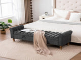 65.55" Wide Modern Upholstered Storage , Napped fabric Bed End Foot Stool With Rolled Armrest, 74232923