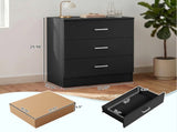 3-Drawer Chest with Textured Finish Drawer Dresser 22.05*12.99*25.98in Black 56794747