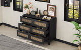 Rustic Farmhouse Style Wooden Dresser with 6 Drawers, Storage Cabinet for Bedroom with Metal WF530908AAB