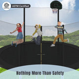 ZNTS 14FT Trampoline for Kids with Safety Enclosure Net, Basketball Hoop and Ladder, Easy Assembly Round 60865523