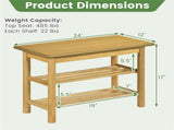 Natural Rubberwood 3-Tier Shoe Rack Bench 24" 485LBS Capacity Entryway Storage Bench 81468557