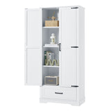 Tall Bathroom Storage Cabinet, Cabinet with Two Doors and One Drawer, Adjustable Shelf, MDF Board, WF326355AAK