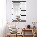 30X44 Ines Modern Vanity Mirror with Multi-functional Shelf, Large bathroom Mirror, Black Frame W708P235372
