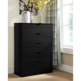 ZNTS Modern black five drawer clothes and storage chest cabinet with metal drawer glides B107P173529