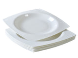 9.25 Inch Square Pasta Bowls Set of 6, 17oz White Porcelain Soup Plates, Microwave & Dishwasher Safe 15883057