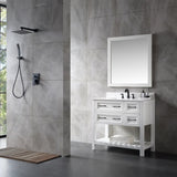 ZNTS 36 in. W x 22 in. D x 35 in. H Transitional Freestanding Bath Vanity in White with Engineer Stone W2053122501