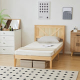 ZNTS Twin Size Solid Wood Platform Bed Frame with Headboard Natural 75180320