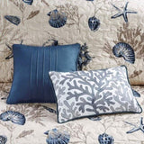 ZNTS Brushed Microfiber Quilt Set with Throw Pillows Blue King B03597485