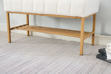 End of Bed Bench with Shelf, Teddy fabric Upholstered Storage Shoe Bench, Modern Bedroom Bench with W2725P237654