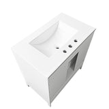 30" Bathroom Vanity with Sink, Multi-functional Bathroom Cabinet with Doors Drawers, Solid Frame WF308203AAK