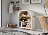 Arched Small Bookcase,Arched Storage Cabinet,Wooden Modern Arched Top Bookshelf 3 Shelves,White W2557P331018