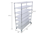 7 Tier Metal Wire Shelving Unit, 2450lbs Heavy Duty Adjustable Storage Rack with Wheels & 34409341
