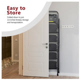 5-step ladder, foldable step stool with tool tray and wide non slip pedals, sturdy steel ladder, W2717P257603