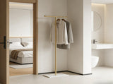 Clothing Rack, Golden Metal Freestanding Heavy Duty Clothes Rack with Marble Base, Multipurpose 09528329