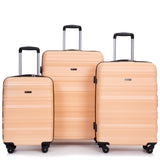 Expandable 3 Piece Luggage Sets PC Lightweight & Durable Suitcase with Two Hooks, Spinner Wheels, W284104370
