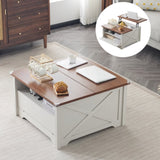 ZNTS Lift Top Coffee Table, Ergonomic Rising Table with Hidden Compartment, Dining Table with Storage 58519229