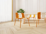 Summer - 4-Pack Modern Striped Color Block Chairs Indoor/Outdoor PP Plastic Seat & Sturdy Metal W3450P322866