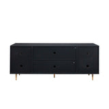 Rattan Sideboard Buffet Cabinet, Kitchen Storage Cabinet Console Table with Adjustable Shelves for W33164293